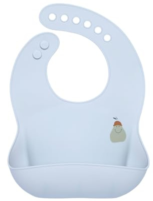 LÄSSIG Bavaglino in silicone per bambini Bavaglino per bambini con vassoio di raccolta lavabile in lavastoviglie/Happy Fruits Pear