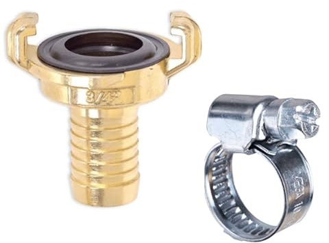 HydroSure Brass Claw Lock Hose Tail 19 mm - Heavy-Duty Barbed Hose Connector with Brass Claw Lock Fitting for Secure Hose and Tubing Attachment, Ideal for Lawn, Patio