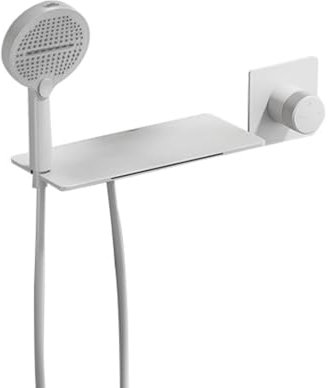 Rubinetto Vasca da Bagno con Doccetta a Cascata Bianco Miscelatore Doccia Incasso con Deviatore Kit Doccia con Soffione e Doccetta