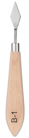 QUARKZMAN Herramienta de pintura de espátulas para paleta de 6.3 con hoja de acero inoxidable y mango de madera de haya para mezclar colores en óleo y acrílico