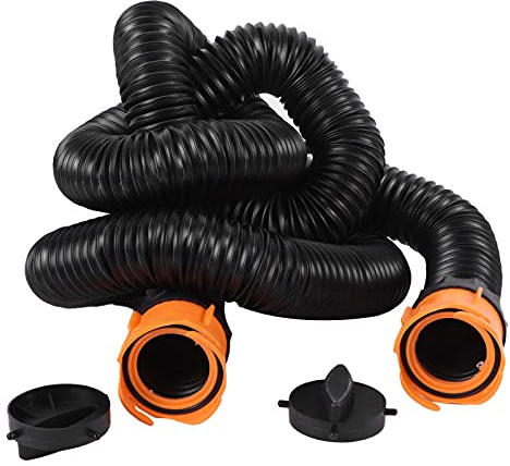 Kit de Tuyau d'égout de 15 Pieds avec un Coude Translucide pour Rangement, Pièces de Camping-car, Tuyau d'égout, Tuyau d'égout pour Camping-car, Tuyau de Vidange de 4,8 M,