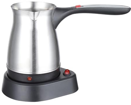 Cafetera turca eléctrica de 500 ml, hervidor de agua, cafetera turca, cafetera turca, tetera turca multiusos, jarra eléctrica de ebullición rápida(Silver)
