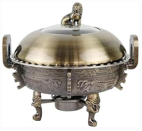MPMPM Chafing Dish Buffet Set, Stainless Steel Round Buffet Warmer Tray Frame for Kitchen Party Dining Buffet,Gold(Bronze)