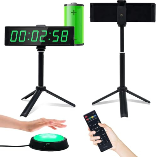 YZ Temporizador Digital con Botón Cronómetro, LED 12/24H Reloj Digital Pared Grande, cronómetro de Cuenta Regresiva/up, Temporizador de Gimnasio portátil, Reloj cronometro Digital Deportivos