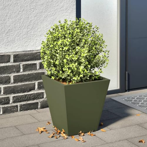 HaoChrymec Macetero Verde Oliva de Acero, Resistente a la Corrosión, Jardineras para Exterior, Huerto Urbano, Macetas para Balcones, 30x30x30 cm