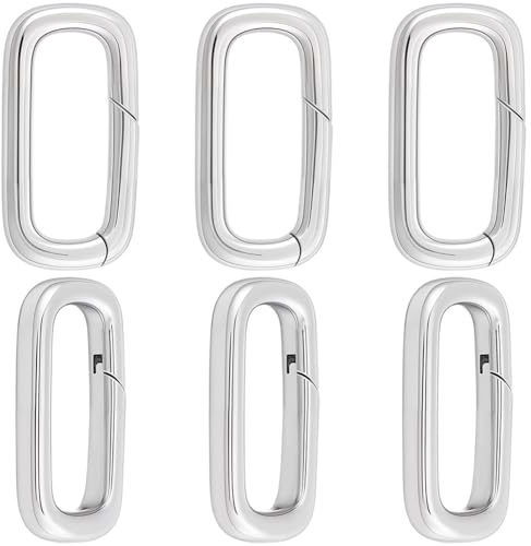 Beebeecraft 1 Caja de 6 Anillos de Resorte de Acero Inoxidable Cierre de Resorte Liso Rectangular Extensor de Conector para Collares Llaveros Bolsos Fabricación de Joyas