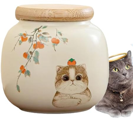 Rrlihjgu Urna para Cenizas De Gato | Urna De Cerámica para Cenizas De Perro | Caja De Recuerdo para Memorial De Animales Funeral Cremación Pelo Simpatía | Jardín Exterior Al Aire Libre
