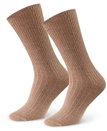 STEVEN Strumpor av 50 % alpackaull för kvinnor och män – allergivänliga, termoisolerande, sömlösa, med delikat linning, bekväma och bekväma mot huden., Mörk beige, 38-40