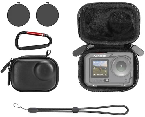 AMAZEAR Estuche de Transporte Rígido para dji OSMO Action 6 Accesorios (Modelo para Jaula) - Funda compacta y portátil en Cuero sintético, diseñada específicamente para Usar con Fundas metálicas