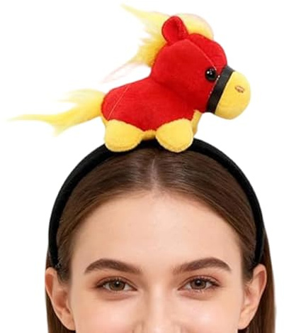 Chinesisches Pferde-Stirnband, Plüsch, Cartoon, niedlich, Kopfschmuck für Damen, für Halloween, Weihnachten, Partys, Festivals, Cosplay, den täglichen Gebrauch, Winter, draußen
