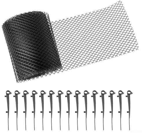 Besttoolifes Rotolo di protezione per grondaie, rete in PVC con clip per protezione da foglie e detriti, 15 cm x 6 m, rete filtrante per tetti residenziali e commerciali (15 cm x 20 m)
