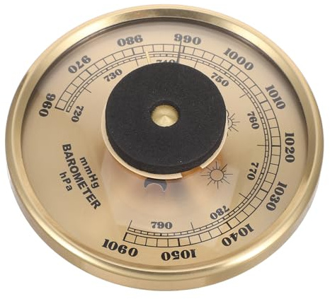 BIUDECO Barometro Multifunzione 3 in 1 Termometro Analogico Igrometro da Interno e Manometro Stazione Meteo da Parete per Casa e Ufficio Quadrante 90Mm Oro Monitoraggio Preciso Clima e