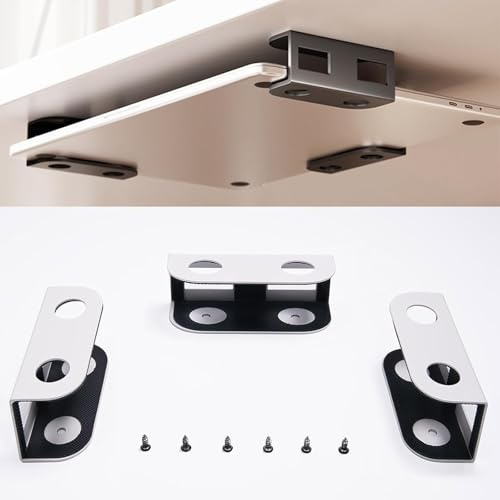 QYDKWK Hållare för bärbar dator, multifunktionell hållare för underbord, för bärbara datorer, surfplattor, TV-boxar, tangentbord, router, för enheter < 3,6 cm tjock, med skruvar (vit)