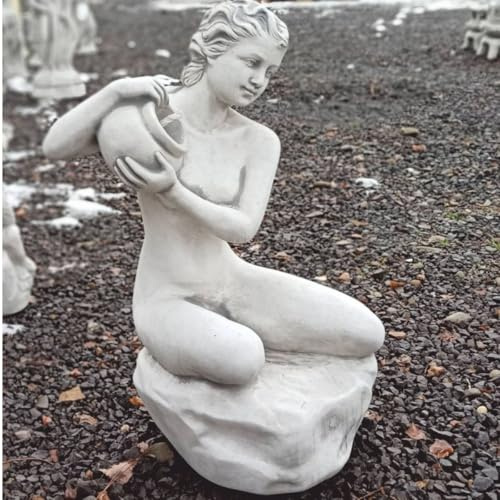 Casa Padrino Art Nouveau Gargouille Sculpture femme avec pichet Gris Hauteur 72 cm Décoration de jardin