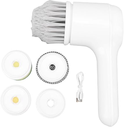Fafeicy Electric Rotary Scrubber Cordless IPX7 with 4 Brush Heads 1200mAh Battery for Bathroom Kitchen Tile Grout Cleaning