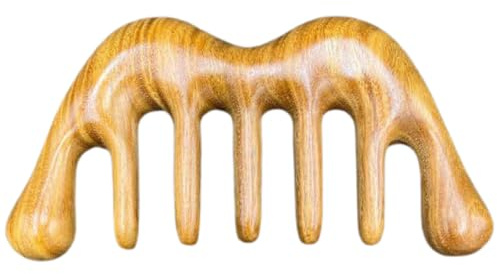 MAGICLULU Peine de Masaje de Cuero Cabelludo de Sándalo Verde M, Peine Antiestático para Cabeza, Herramienta de Masaje de Puntos de Acupuntura, Cuidado Relajante Cabello