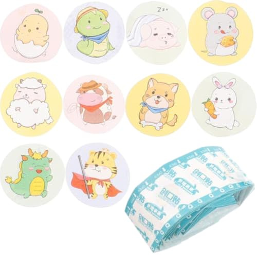 Lindos vendajes para niños de dibujos animados, paquete de 120 vendajes redondos impermeables para niños, adhesivo con patrón de animales divertidos para cortes y rasguños, curitas para