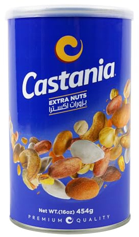 Castania Lebanese Mixed Nuts, Super Extra Mix with Pistachios, Almonds, Cashews, Hazelnuts, Peanuts, Pumpkin Seeds, Corn, and Chickpeas, 16oz