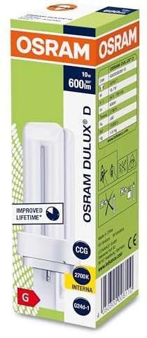 Osram 10 pezzi Lampadine a risparmio energetico Dulux© D – Attacco G24d-3 1, 10 Watt