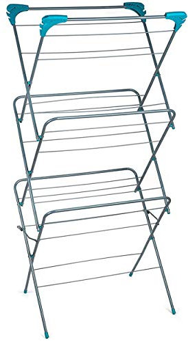 Beldray LA050397EU eleganter Wäscheauffüller - faltbarer Wäscheständer, 3-stöckiger Wäscheständer, ausziehbares Wäschemädchen, 15 m Trockenraum, maximale Belastung 7kg, 4 Seitenflügel für Kleiderbügel