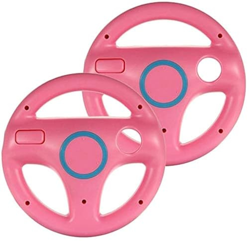 TheMax Pink (Pack 2) Wheel Steering wii Controller Design Stand Mario Kart Racing Game Steering Wheel Stand For Wii Game Controller
