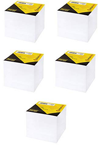 Idena 311003 - Zettelklotz, 9 x 9 x 9 cm, 800 Blatt (Zettelklotz (Weiß), 5er Pack)
