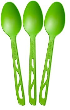 Transitions2earth Compostable Spoons - Made from Corn - Box of 200 (7.6 Inches) - Green - Large, Heavyweight, Plant based, Non-GMO, Earth Friendly, Heavy Duty, Heat Resistant, Biodegradable Cutlery
