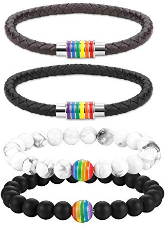 Cupimatch Herren Edelstahl Halskette, Homosexuell LGBT Gay & Lesbian Pride Dog Tag Anhänger Hochglanz Poliert mit 55cm Kette, Silber Regenbogen