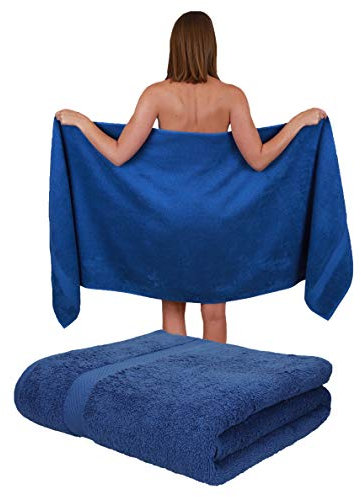 Betz 2 Stück Saunatücher Saunatuch Saunahandtuch Set Palermo 100% Baumwolle Frottier XXL Badetuch Strandtuch Größe 80 x 200 cm Farbe blau