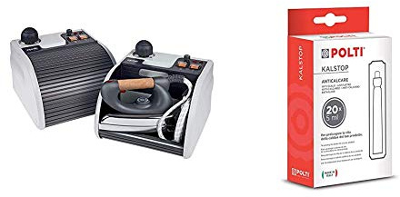 POLTI FI000081 Bügelstation SUPERPRO, Professionelles Bügelsystem mit Labyrinth-Dampfführung, 29 x 34 x 24 mm, 7,4 kg, 3 bar (Farblich sortiert) & Kalstop Entkalker FP2003, 20 Dosen x 5 ml