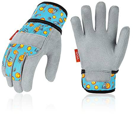 Vgo... 1/2Paare Gartenarbeiterhandschuhe für Kinder im Alter von 3-9 Jahren, Kinderarbeitshandschuhe, weiche Sicherheitshandschuhe für das Spielen im Freien