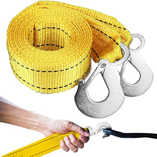 Retoo Abschleppseil Auto bis zu 3 Tonnen 3 Meter Lang, Notfall-Abschleppgurt mit Doppeltes Hak, Abschleppschlinge, Verbreitertes Abschleppgur bis 3000 kg, Elastisch Schleppleitung, Gelb