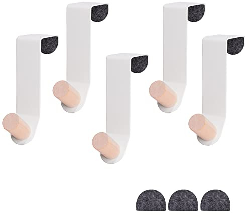 JS Türhaken Edelstahl Kleiderhaken über Tür bis 4,5cm Türfalz handtuchhaken Bademantelhaken für Küche und Badzimmer,5er Pack
