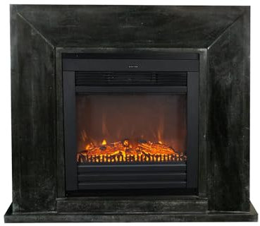 Xaralyn Nero Elektrokamin mit Lucius - Anthrazit, schwarze Naturstein-Kaminverkleidung - 1400 Watt Heizung - Fernbedienung