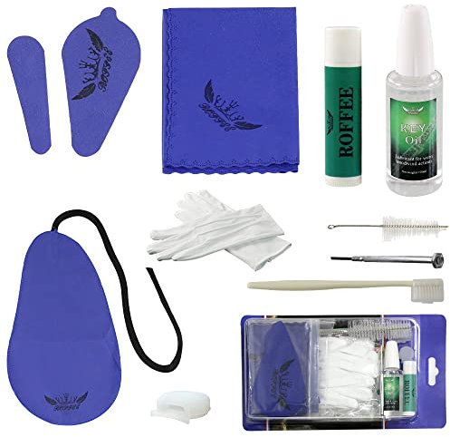 Klarinetten-Reinigungsset, Pflege- und Wartungsset für Klarinetten, Korkfett, Tupfer, Reinigungstuch, Daumenstütze, Mundstückbürste