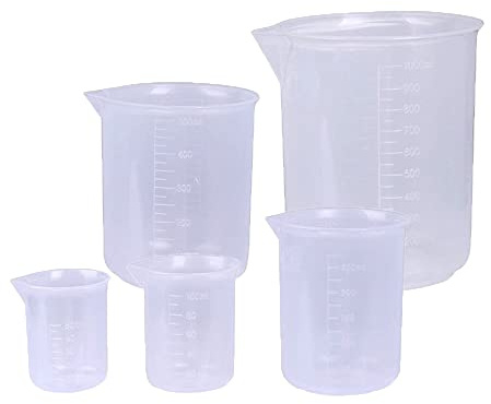 SKYPRO Copas mezcladoras de resina de 50/100/250/500/1000 ml, vasos de medición líquidos, vasos de resina epoxi de graduación para alimentos de pintura epoxi de resina, uso en laboratorio, 5 piezas