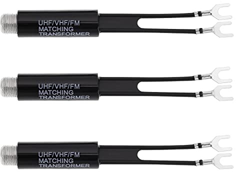 SG Store Lot de 3pcs Transformateurs d'adaptation UHF/VHF/FM 75 Ohms à 300 Ohms Connecteur F Adaptateur d'antenne TV Transformateur Balun Nickelé pour Récepteur Radio HiFI AV Antenne TV