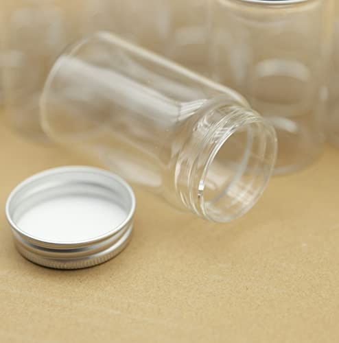 SYLALE 6 pièces/lot 47 * 80mm 100ml Petits Pots de Bouteilles en Verre Argent Bouchon à vis bocaux en Verre de Bonbons conteneur de Stockage Bouteilles Transparentes