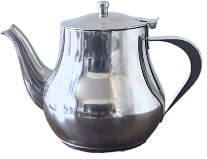Théière Marocaine en Acier Inoxydable Traditionnelle | Couvercle & Poignée Style Oriental | AUTHENTIQUE (MINI 0.5L)