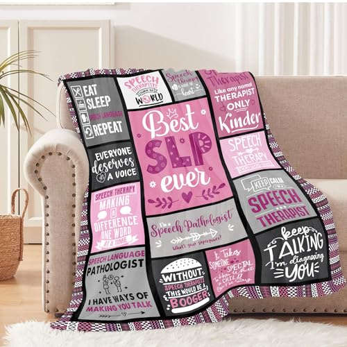 Speech Language Pathologist Gift, SLP Throw Blanket, Speech Therapy Gifts for Women, Speech Pathologist Retirement Gifts, Soft Warm Cozy Fuzzy Throws Blankets SLP Gifts 60x 50