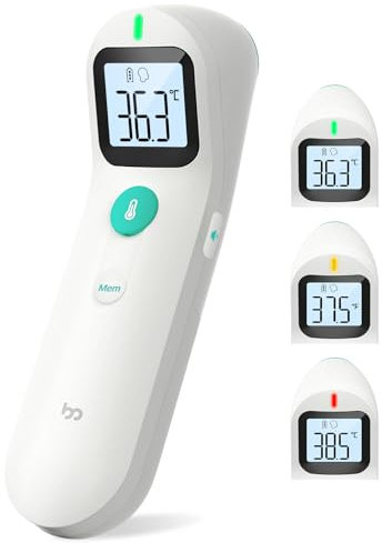 Fieberthermometer Kontaktlos für Baby und Erwachsene, Digitales Stirnthermometer Infrarot-thermometer mit Sofortiger, Genauer Ablesung, Fieberalarm,weiß