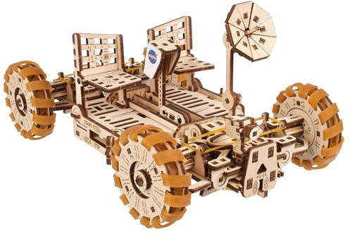 UGEARS NASA Lunar Rover Modellbausatz - 3D Holzmechanische Puzzles zum Zusammenbauen für Erwachsene - Weltraumgeschenke für Teen Boys - Offizielle NASA Weltraum-Modellbausätze