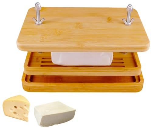 Tofu Press,Large Bamboo Tofu Press with Tofu Strainer,Drip Tray and Cheesecloth, BPA Free,Easy to Clean,Easily Remove Water from Silken/Firm/Extra Firm Tofu,Great Gift for Tofu Lover