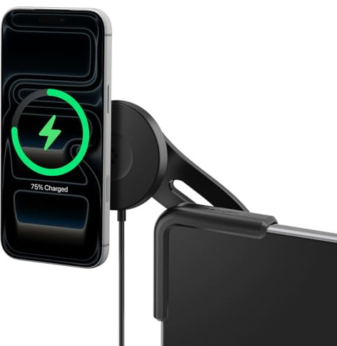 Spigen TapLock Qi2 15W MagSafe Car Charger Mount for Screen [Adhesive Free] Phone Holder Compatible with Tesla Model Y Juniper 2025/26 Model 3 Highland 2024/25/26 & iPhone 17 16 15 14 13 12