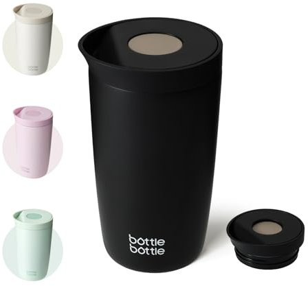 BOTTLE BOTTLE Thermobecher 350ml für Kaffee oder Tee, auslaufsicher und Easy Quick-Press-Verschluss, Isolierbecher Travel Mug Classic Grande (Schwarz)