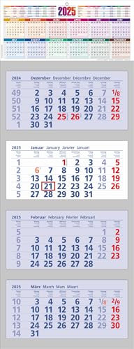 4-Monatskalender Jahreskalender 2026/4 Monatsblöcke/Feiertage/Schulferien/mit Datumschieber