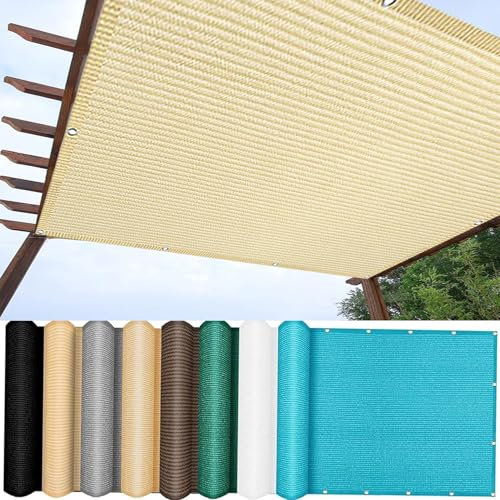 Balcony Cladding Sun Sail Weatherproof HDPE Privacy Protector 0.4x7m Sand Yellow Outdoor Garden Privacy Screen with Eyelets & String