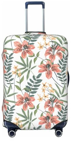 Housse de protection pour valise – Motif fleurs de lys et pois, Noir , x-large