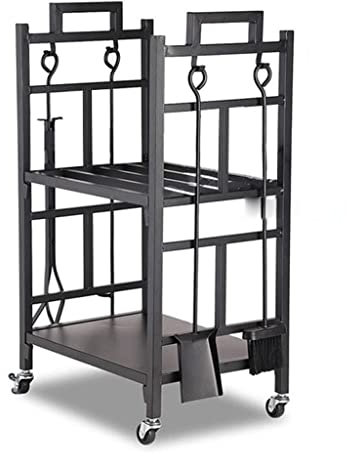 Portalegna da ardere in ferro resistente, per interni ed esterni, con attrezzi inclusi