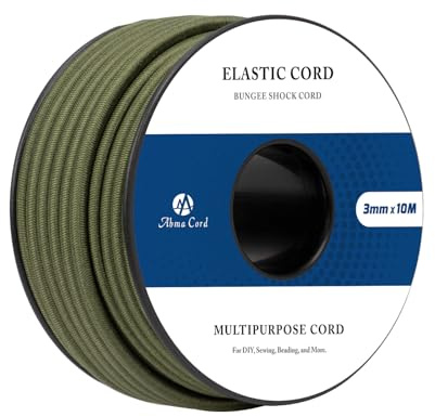 Abma Cord Cuerda Elástica 3mm x 10m Hilo Elástico Redonda Cuerda de Goma | Manualidades, Sombreros de Fiesta, Costura, Abalorios, Camping